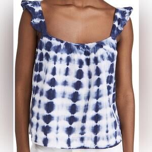 BB Dakota Cool Million Top Tie Dye Ruffled Strap Top Blue Sleeveless Size M
